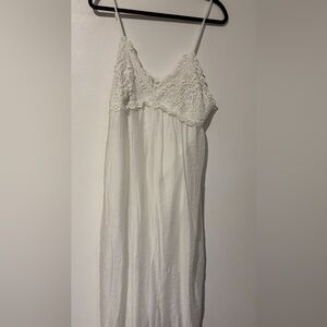 H&M White Embroidered Lace Strappy Maxi Dress Size Large
